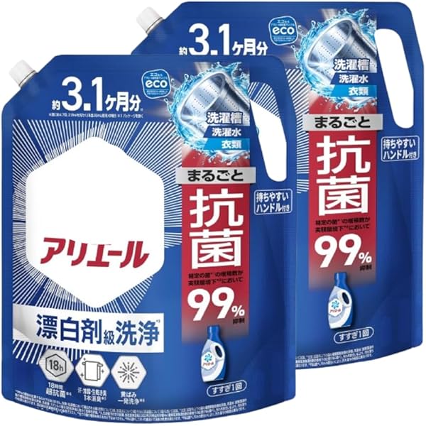 Amazon | 洗濯洗剤 液体 超抗菌プレミアム 漂白剤級の洗浄力 詰替 超